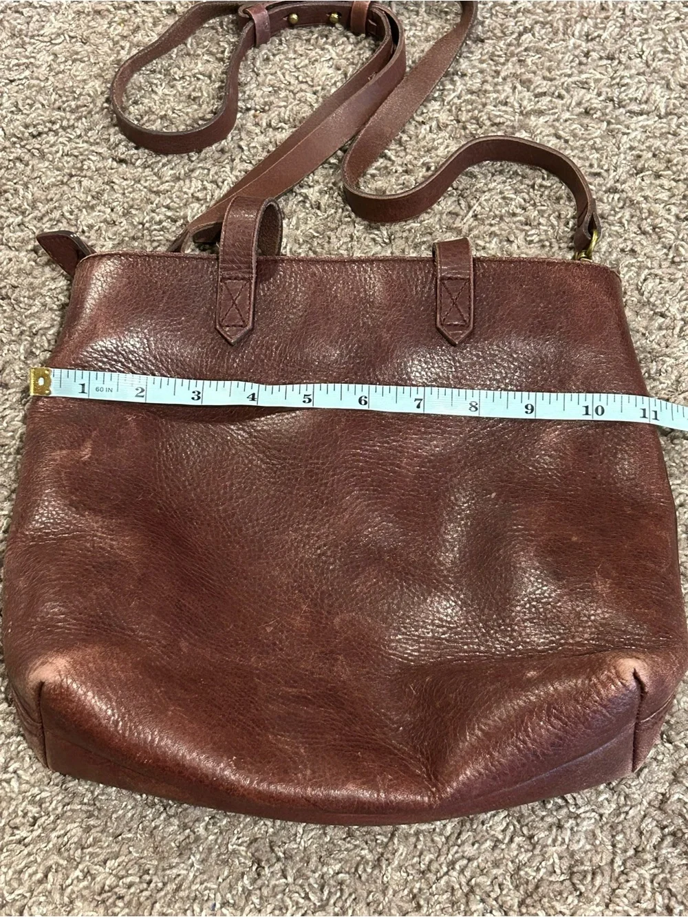 Madewell Small Zip Tote Transport Leather Crossbody Bag  Burgundy
